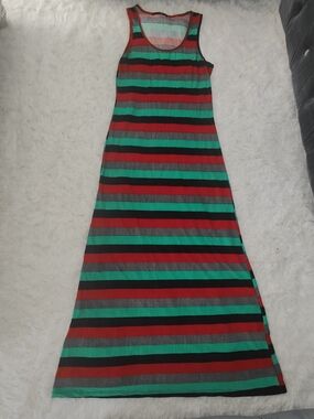 love J Striped Sleeveless Maxi Dress in Red, Teal, Black